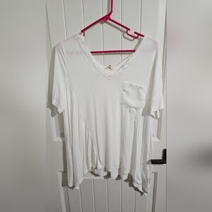 POL White V-Neck Short Sleeve Tee